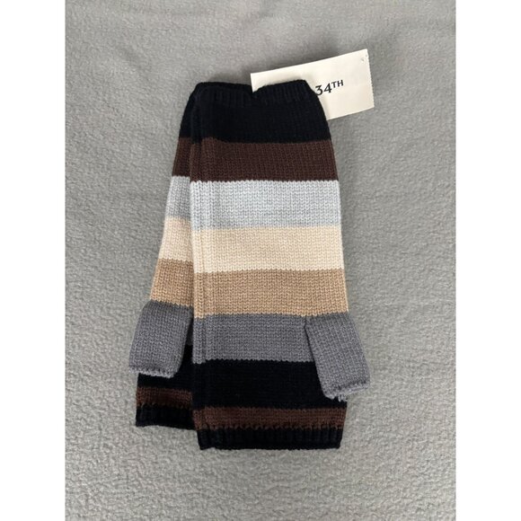 On 34th Women's Colorblocked Brown Fingerless Gloves One Size New WIth Tag's - Picture 2 of 7